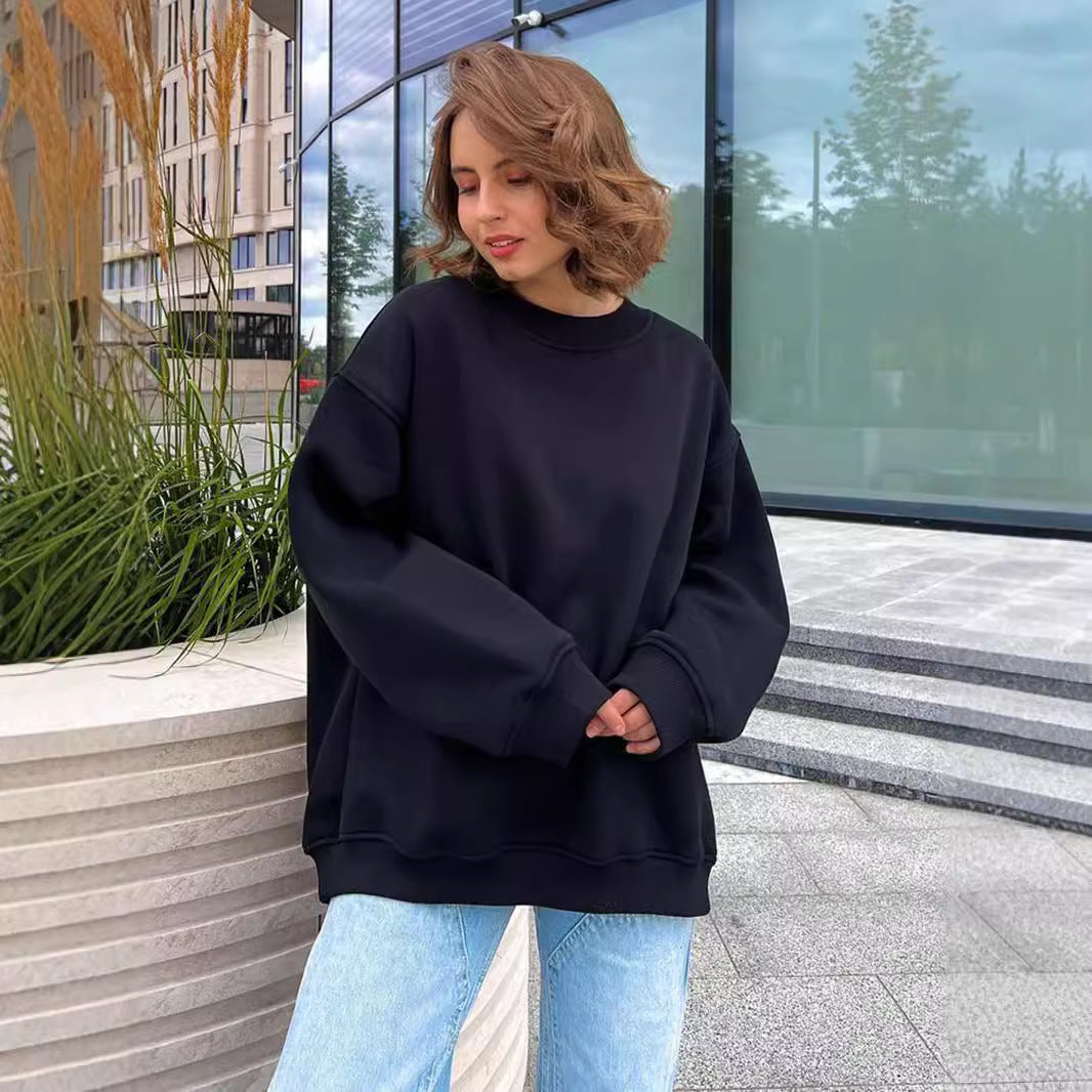 Damen Oversized Sweatshirt im lässigen Stil mit übergroßen Ärmeln und elastischen Bündchen EB