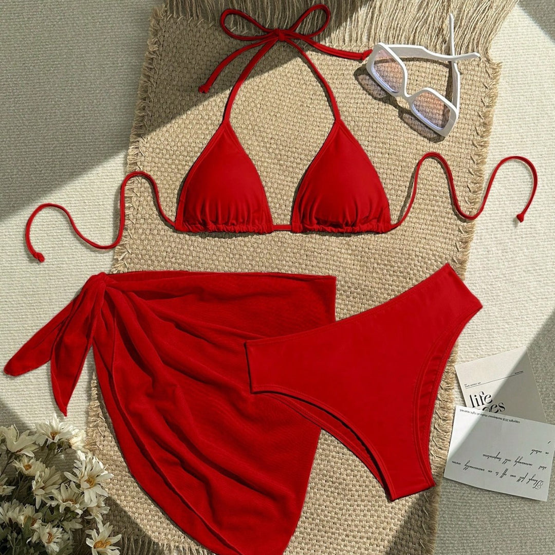 Damen Triangel-Bikini mit Wickeltuch und verstellbaren Trägern EB