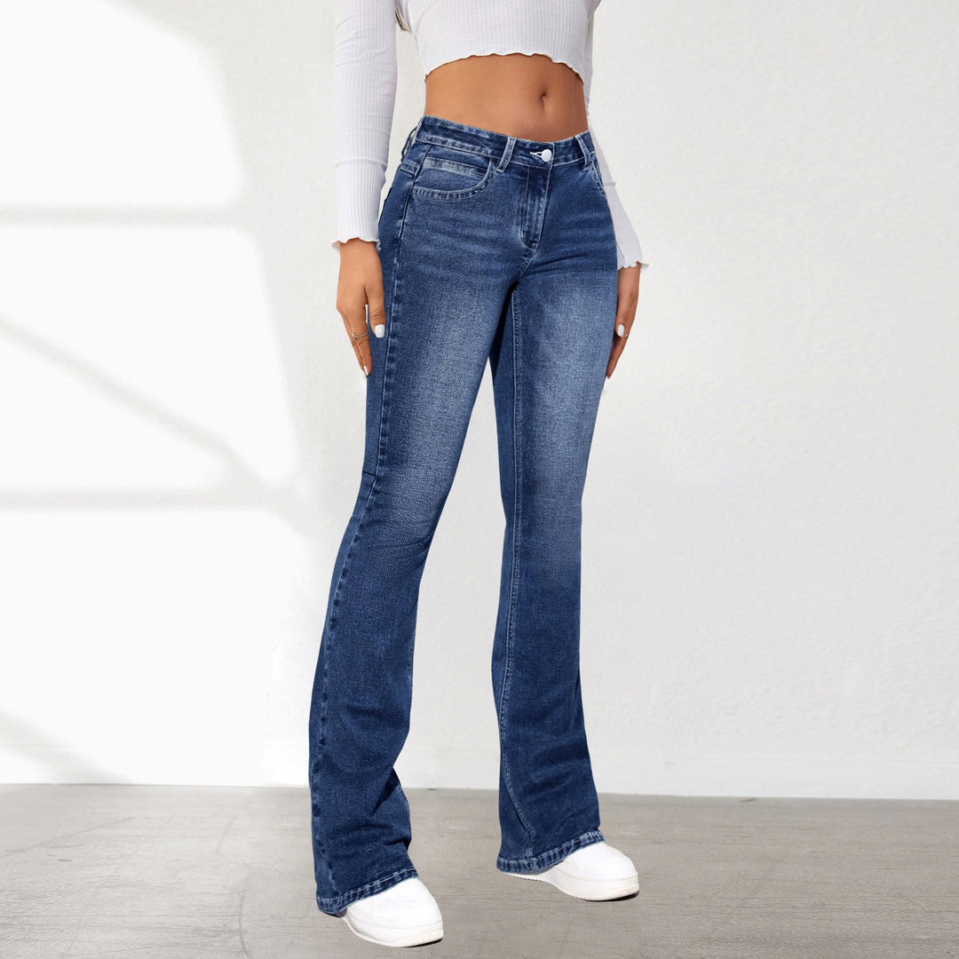 Damen Bootcut Jeans mit hohem Bund und modischen Waschungen EB