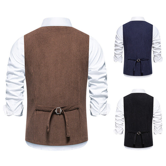 Herren elegante Cordweste mit praktischen Taschen und fein strukturiertem Design EB