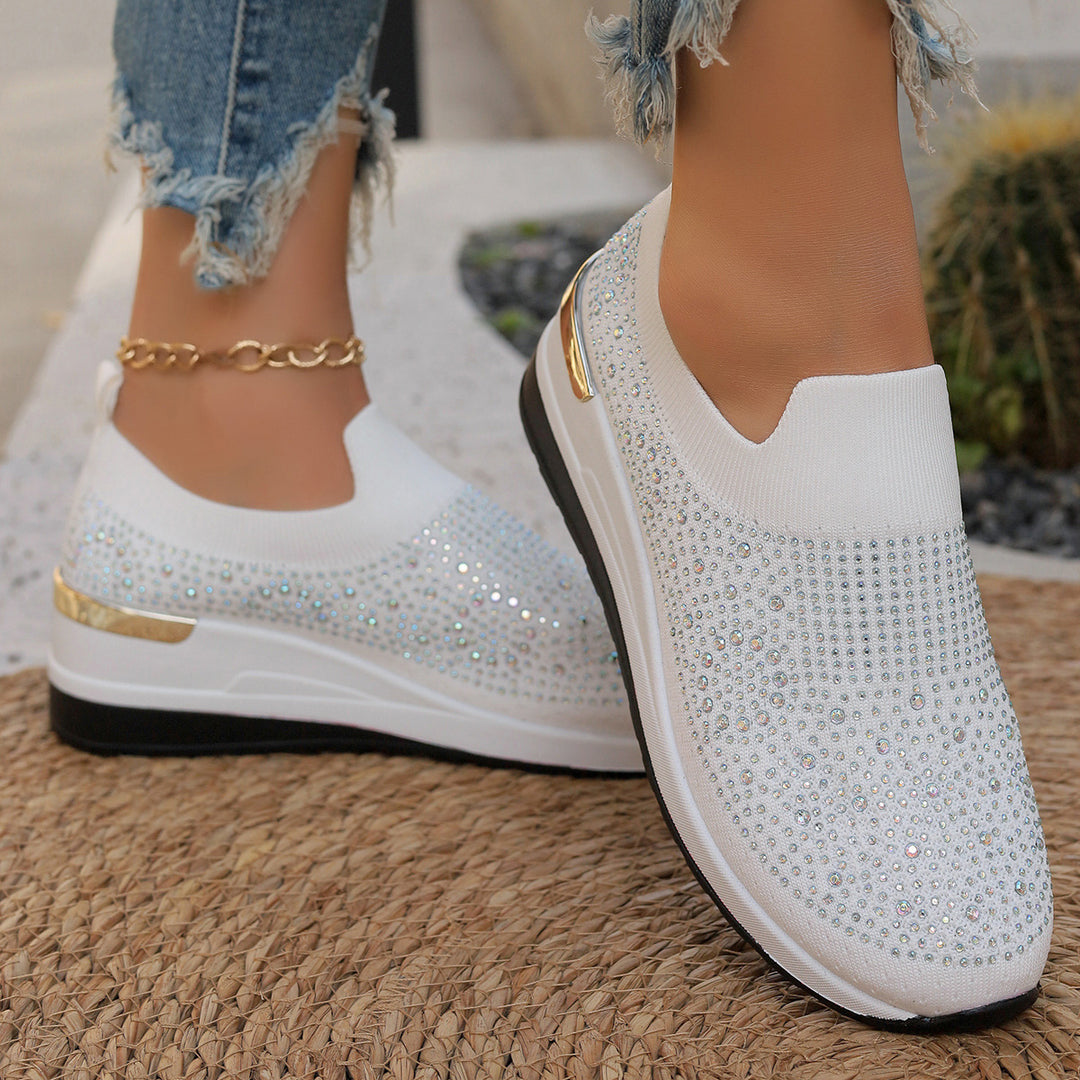 Damen Glitzernde Slip-On Sneakers mit bequemer und dämpfender Sohle EB