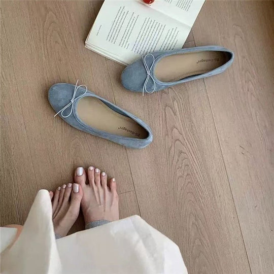 Damen elegante Ballerinas mit dekorativer Schleife EB