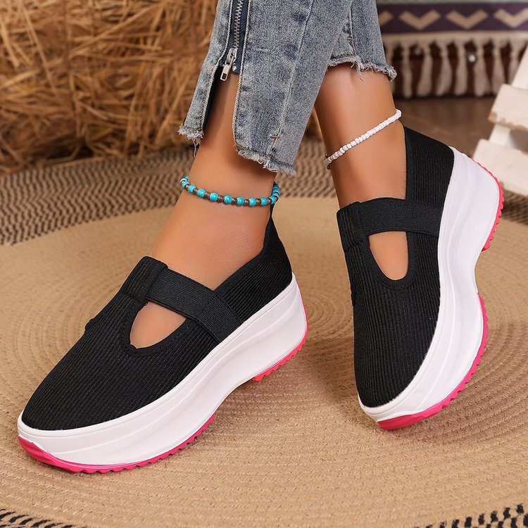 Damen Plateau-Sneaker im sportlich-eleganten Design mit elastischem Riemchen EB
