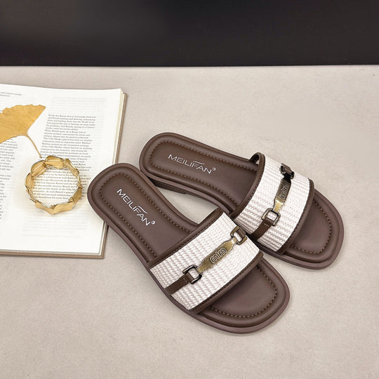 Damen Elegante und bequeme Slide-Sandalen mit modischem Riemendesign EB