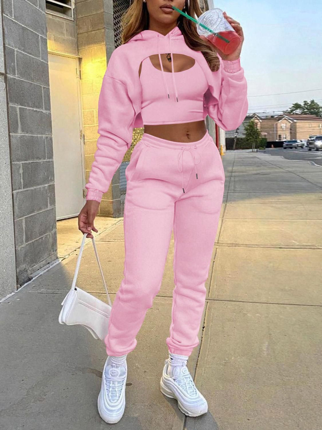 Damen Sportliches Zweiteiliges Set mit kreativem Cut-Out EB