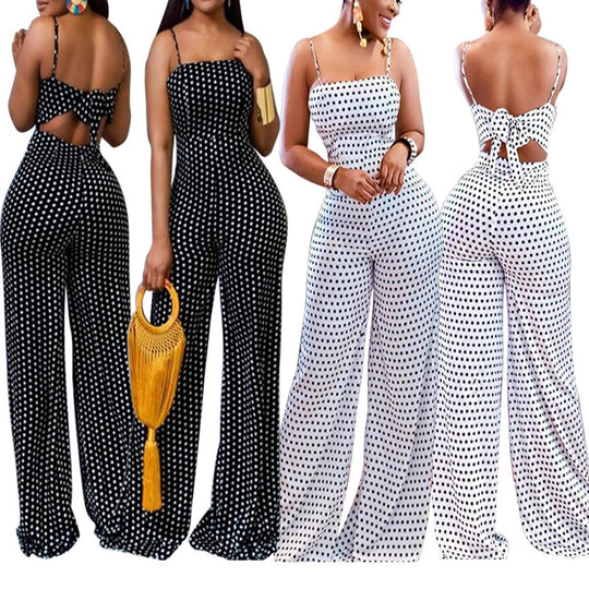 Damen lässiger Jumpsuit mit raffiniertem Rückenschnitt und weitem Bein EB
