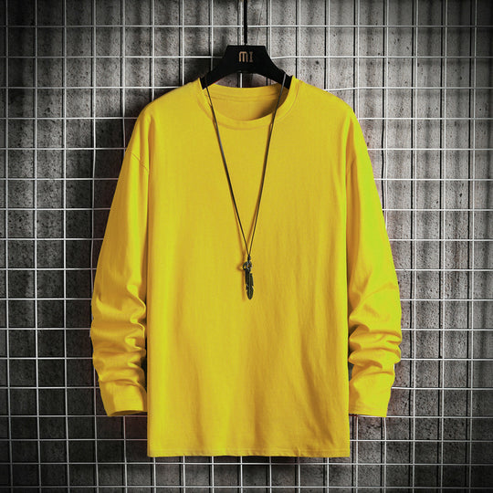 Herren nan lässiges Baumwoll-Basic-Langarmshirt mit Rundhals, Relaxed Fit und verstärkter Saumverarbeitung EB