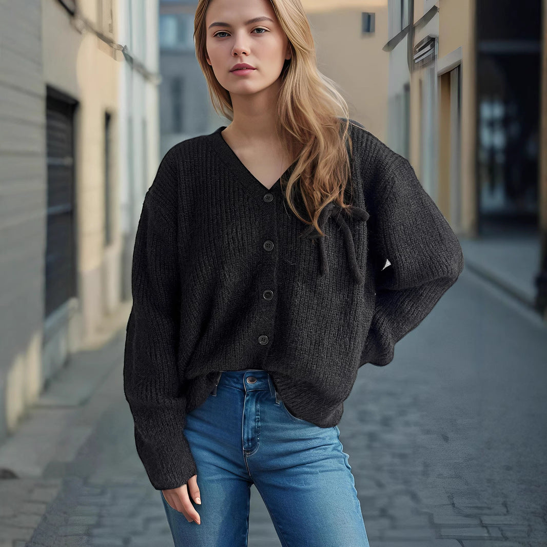Damen Cardigan mit feinem Strukturmuster und dekorativen Knopfdetails EB