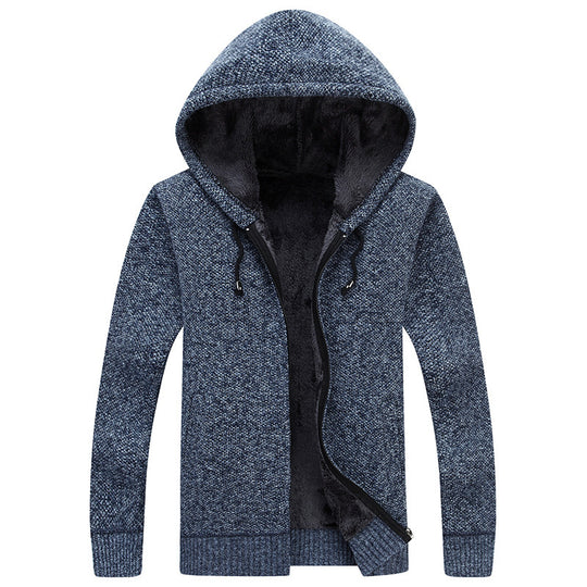 Herren bequeme Fleece-Jacke mit Kapuze und weichem Innenfutter EB