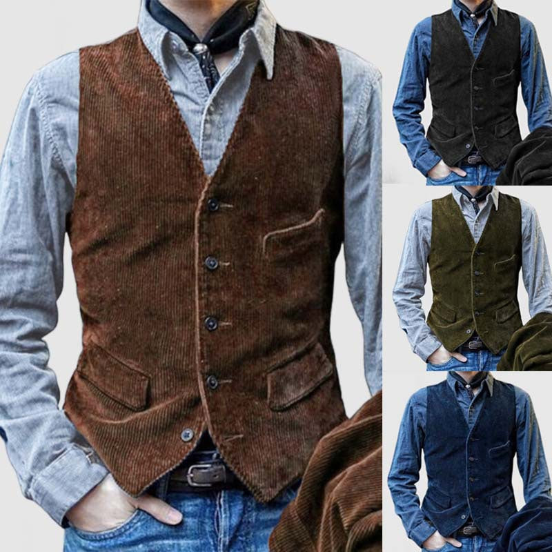Herren elegante Cordweste mit modernen Taschen EB