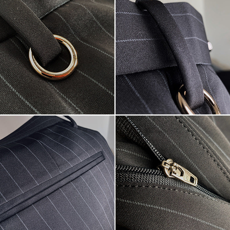 Herren nan schmal geschnittene Nadelstreifen-Anzughose mit elastischem Bund und Ringdetail EB
