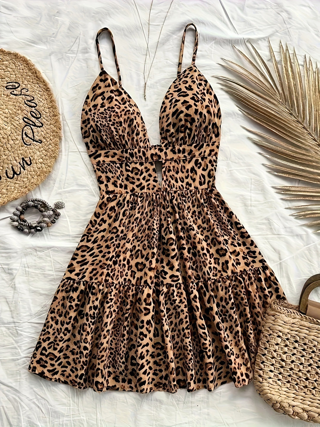 Damen Neckholder Sommerkleid mit floralem Muster und Rüschendetails EB