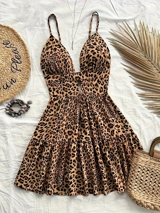 Damen Neckholder Sommerkleid mit floralem Muster und Rüschendetails EB