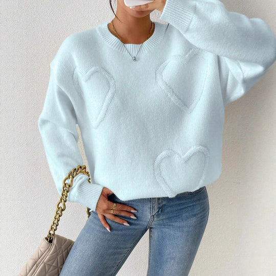 Damen Strickpullover mit Herzoptik und lässigem Schnitt EB