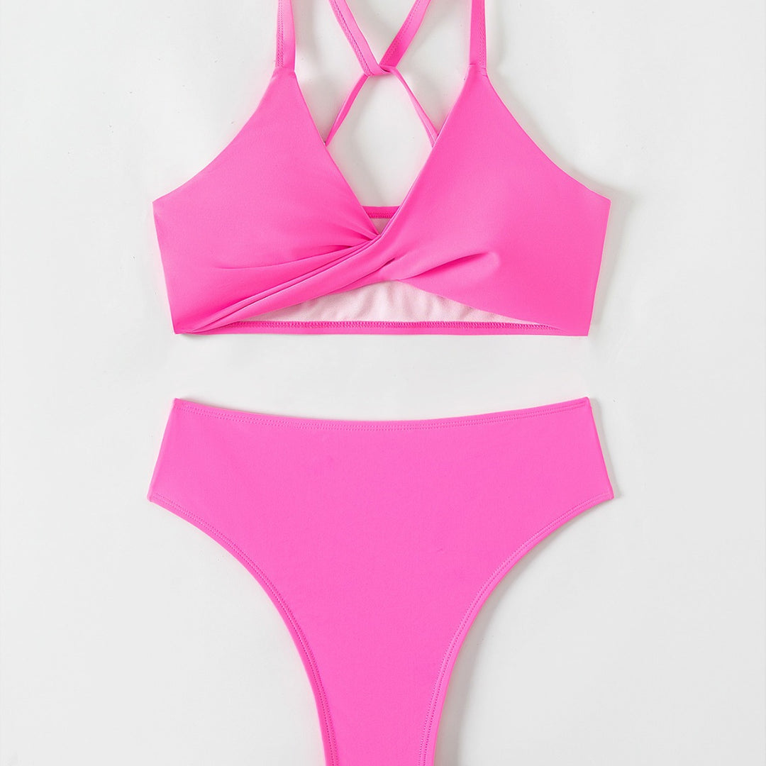 Damen Bikini-Set mit stylischem Sportoberteil und hochgeschnittenem Slip EB