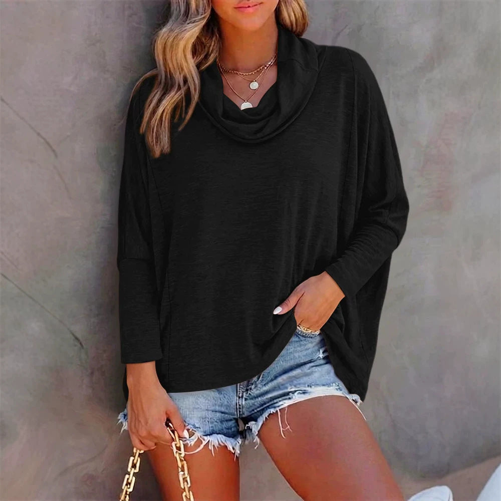 Damen Oversized Schalkragen-Longsleeve mit Fledermausärmeln EB