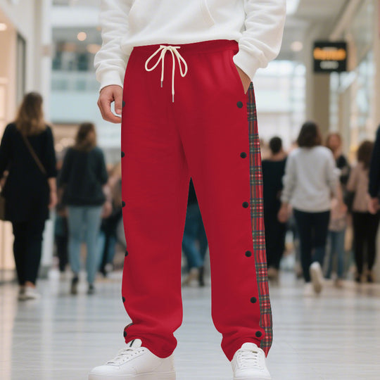 Herren Jogginghose mit seitlichen Knöpfen und pattern akzenten EB