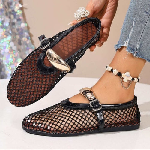 Damen stilvolle Netzschuhe mit modischem Riemen EB