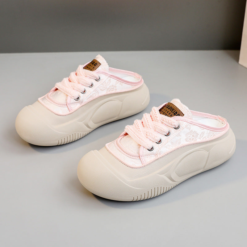 Damen bequeme Slip-On Sneaker mit modischem Blumenmuster und stoßdämpfender Sohle EB