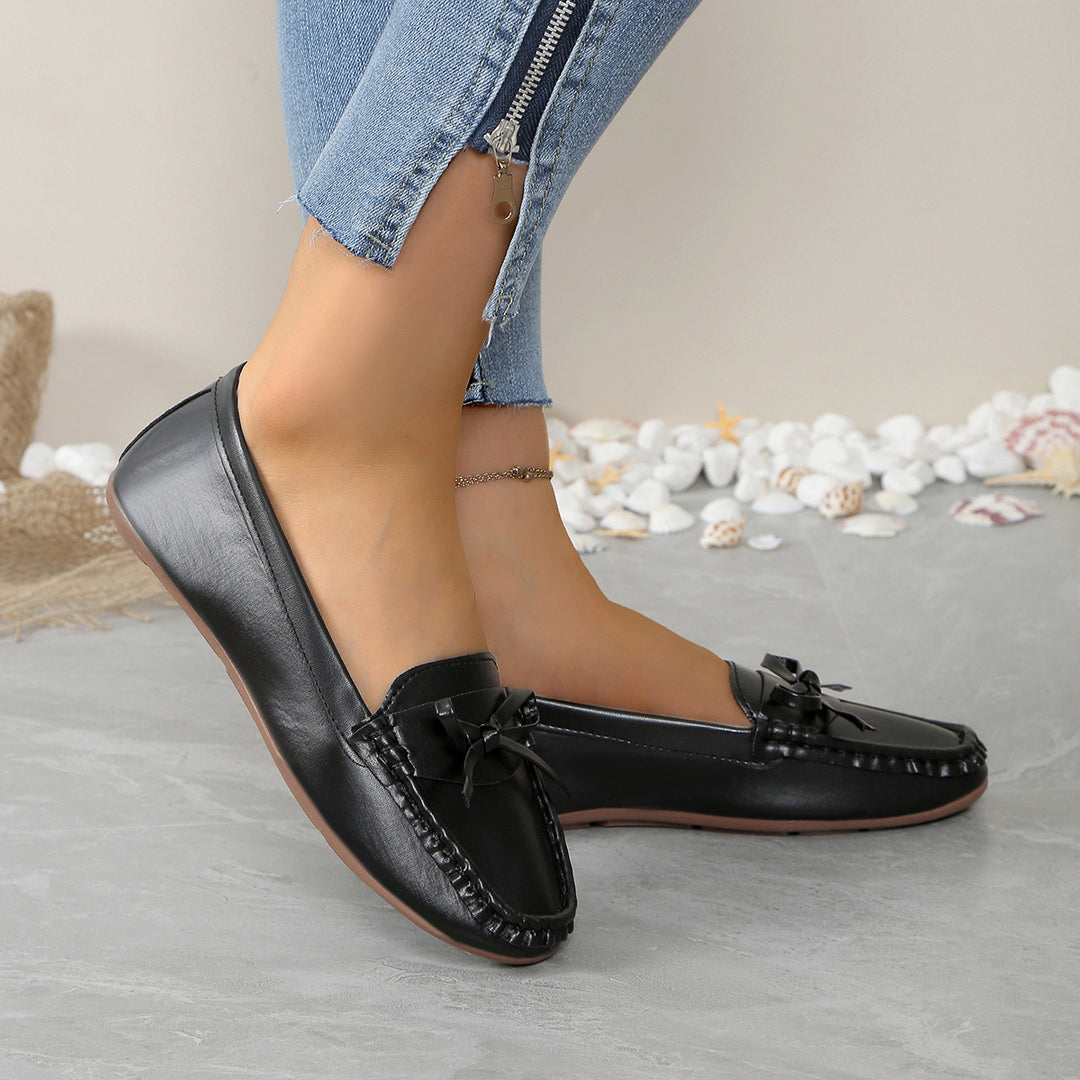 Damen Mokassins mit elegantem Schleifenakzent und weicher Sohle EB