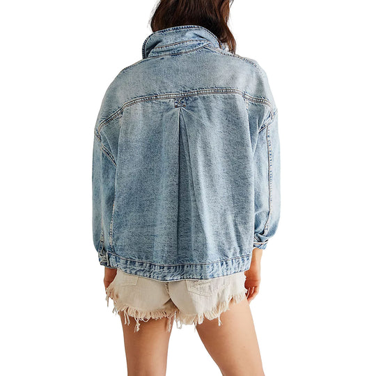 Damen lässige Oversized Denim-Jacke EB