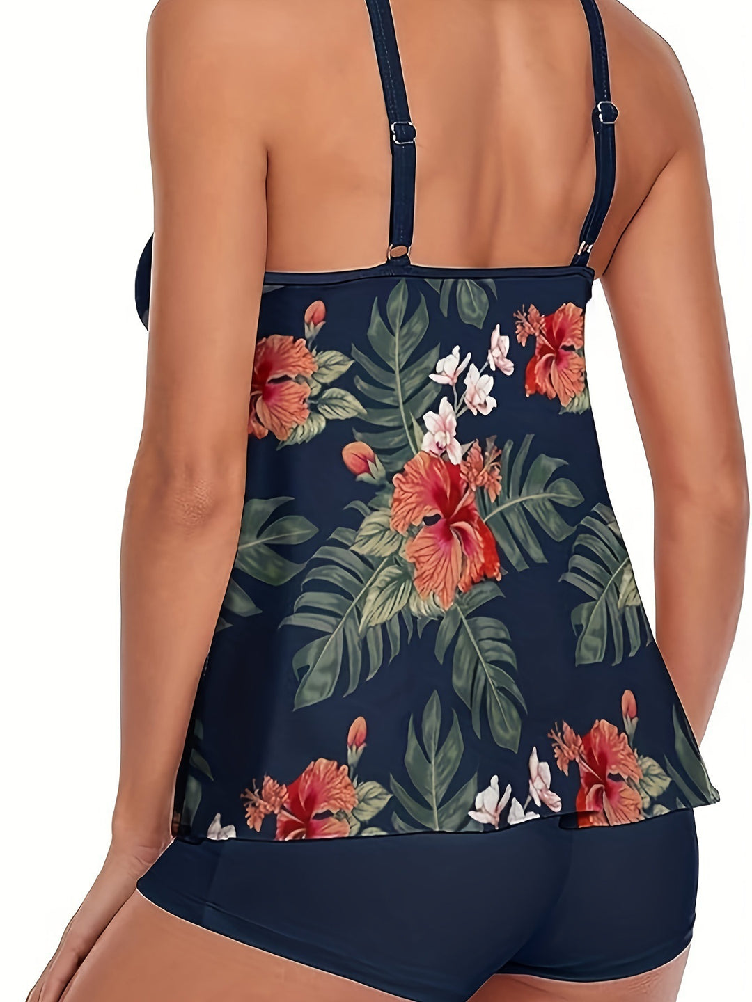 Damen Tankini mit floralen Mustern und verstellbaren Trägern EB