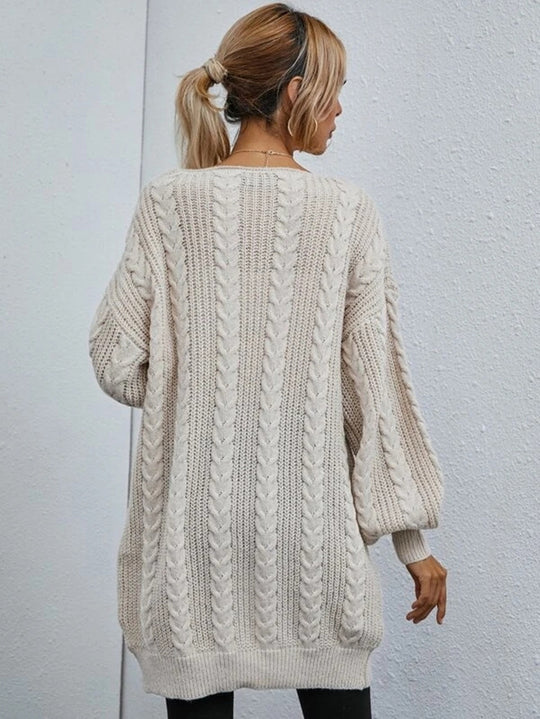 Damen Grobstrick Cardigan mit lässigem Oversize-Schnitt und raffiniertem Zopfmuster EB