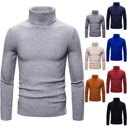 Herren hochwertiger Rollkragenpullover aus feinem Rippstrick EB