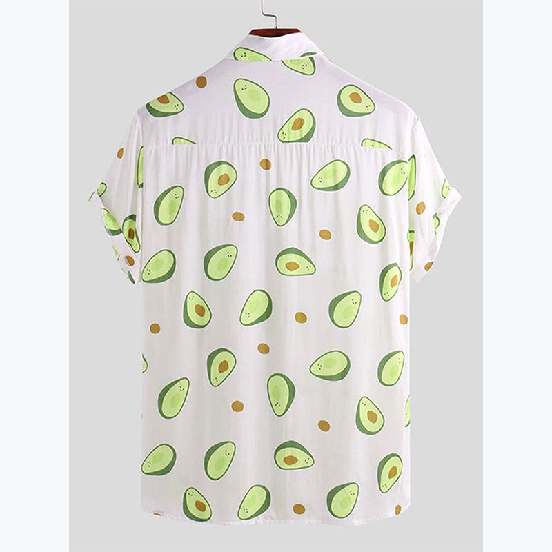 Herren Kurzarmhemd mit frischem Avocado-Muster EB