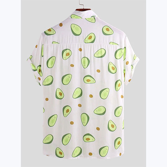 Herren Kurzarmhemd mit frischem Avocado-Muster EB