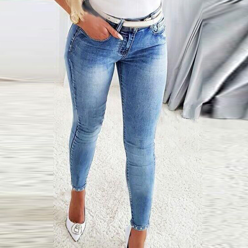 Damen Skinny Jeans mit modischem Distressed-Effekt und hohem Bund EB