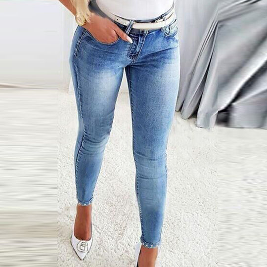 Damen Skinny Jeans mit modischem Distressed-Effekt und hohem Bund EB