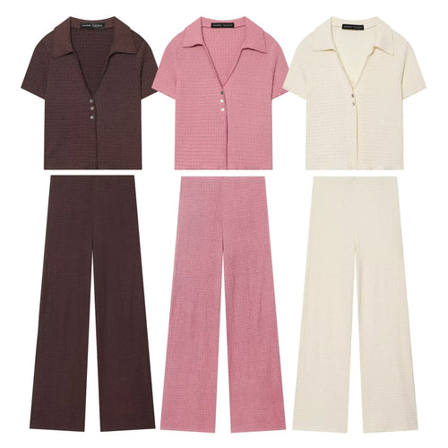 Damen Hochbundhose mit weitem Schnitt und lässiger Textur EB