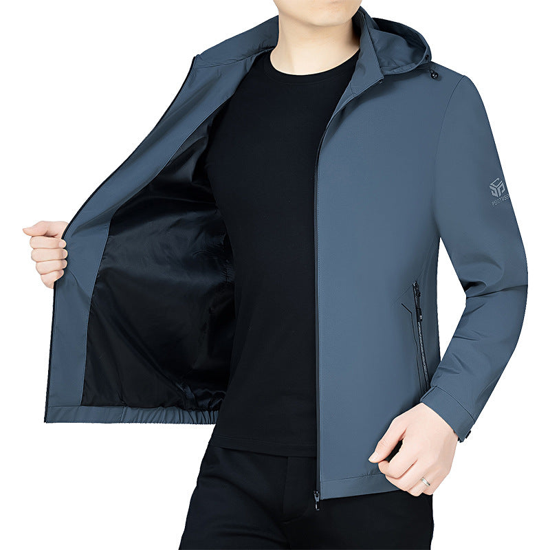 Herren Leichte Kapuzenjacke im urbanen Travel-Style mit Dreiviertelärmeln EB