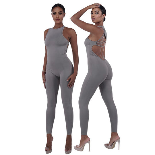 Damen Sportlicher Langoverall mit innovativem Cut-Out EB