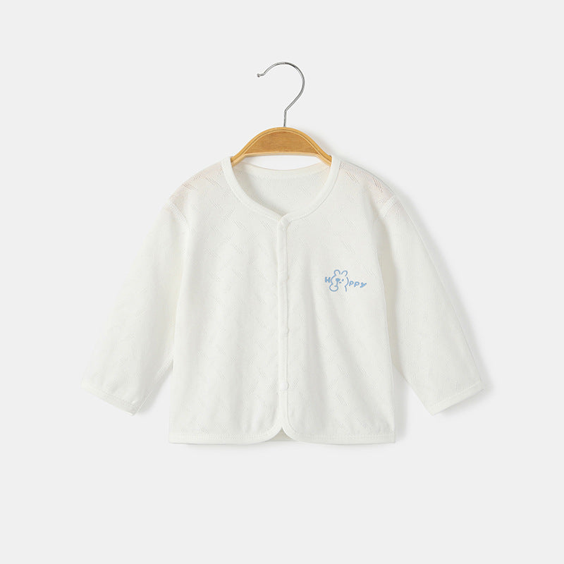 Unisex nan soft organische Baumwolle Snap-Front strukturierte Babystrickjacke mit gesticktem Teddy EB