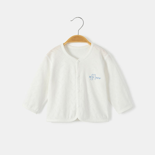 Unisex nan soft organische Baumwolle Snap-Front strukturierte Babystrickjacke mit gesticktem Teddy EB