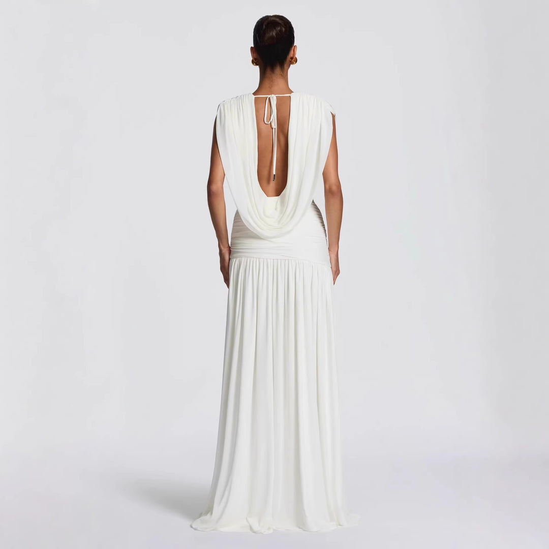 Damen Elegantes tief ausgeschnittenes Abendkleid mit Raffung EB