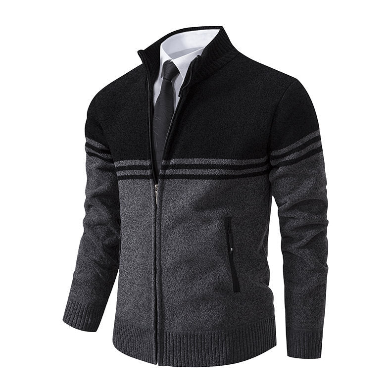 Herren stylische Freizeitjacke mit hohem Kragen und moderner Zipper-Detailierung EB