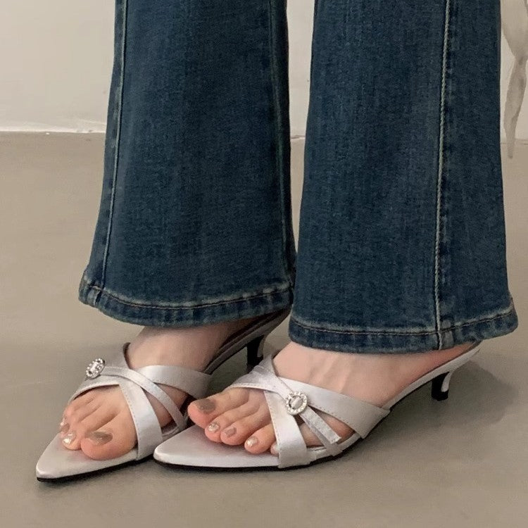 Damen elegante Slingback Pumps mit funkelndem Akzent EB