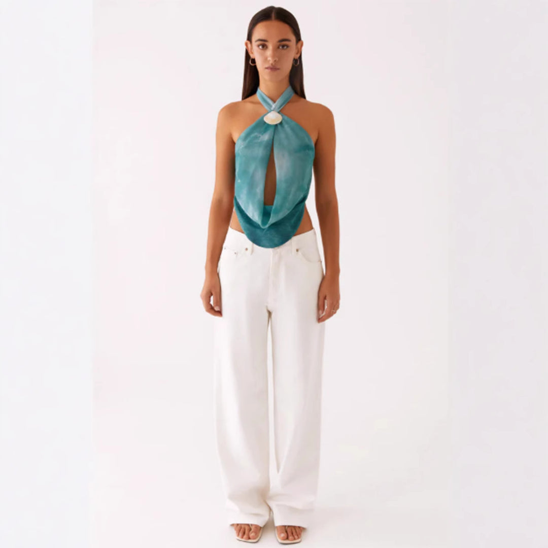 Damen Halstopp im angesagten Wickel-Design mit hochwertigem Details EB