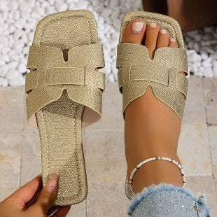 Damen Komfortable Slip-On Sandalen mit modischen Riemen EB