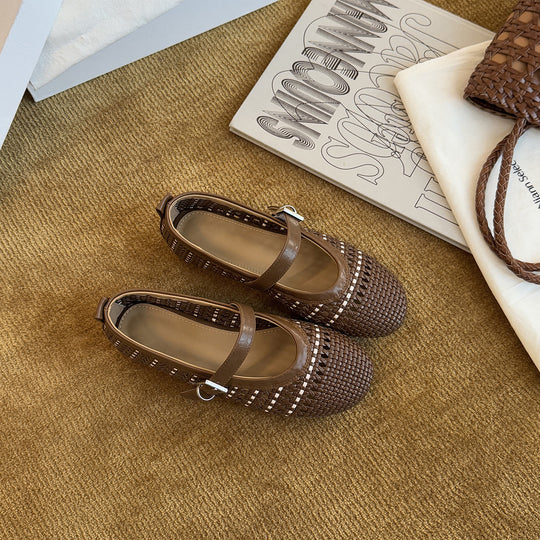Damen Komfortable Sandalen mit modischem Flechtmuster und hochwertiger Schnalle EB