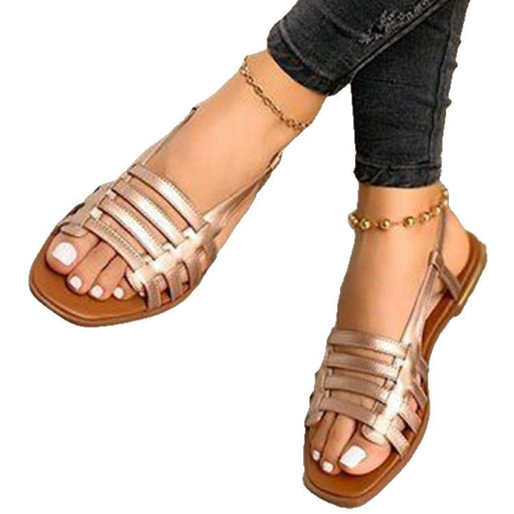 Damen Riemensandalen mit geflochtenem Design und rutschfester Sohle EB