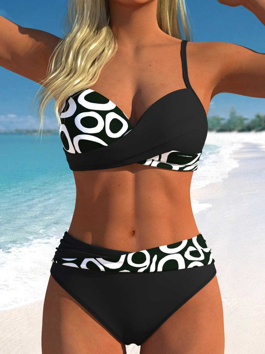 Damen Bikini-Set mit verführerischem Wickeldesign und hübschem Muster EB