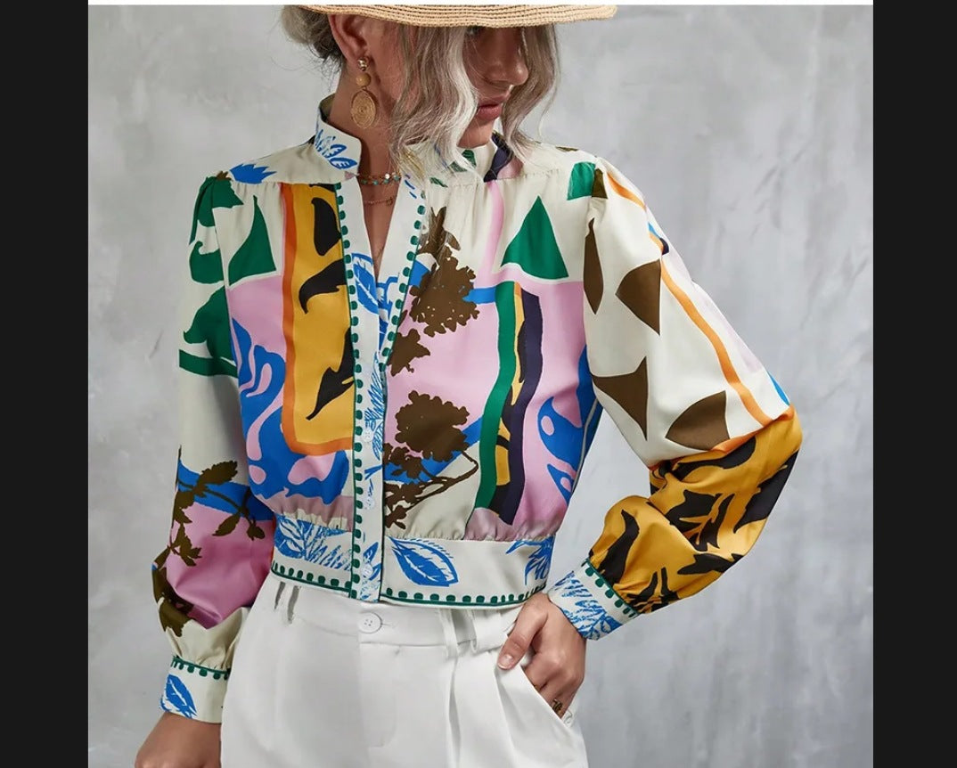 Damen Modische Kurzjacke mit detailiertem Floral-Print EB