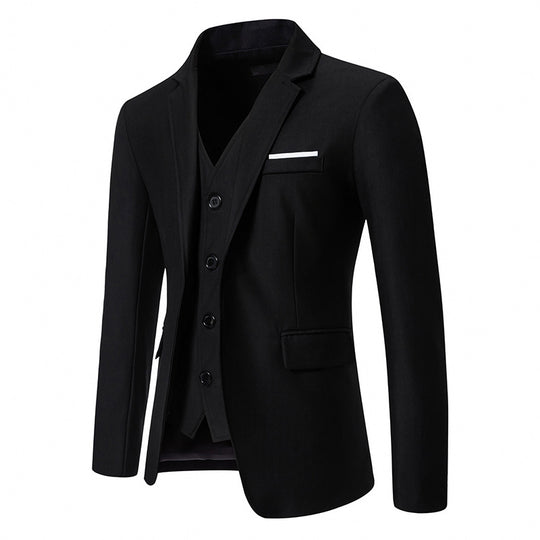 Herren nan elegantes Einreiher-Sakko mit passender Weste und schmalem Business-Schnitt EB