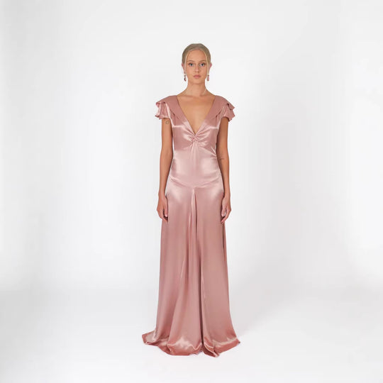 Damen Elegante und fließende Satin-Jumpsuit EB