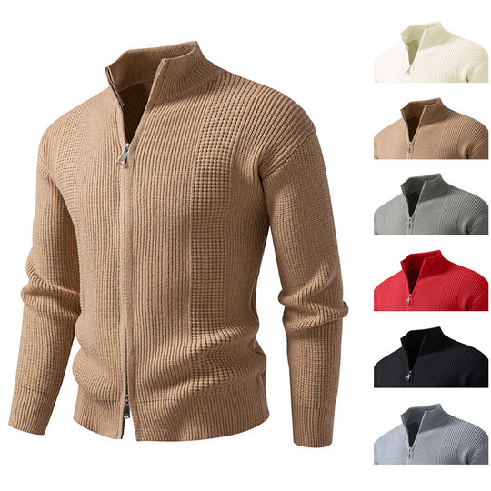 Herren Strickjacke mit hohem Kragen und innovativem Zipper EB