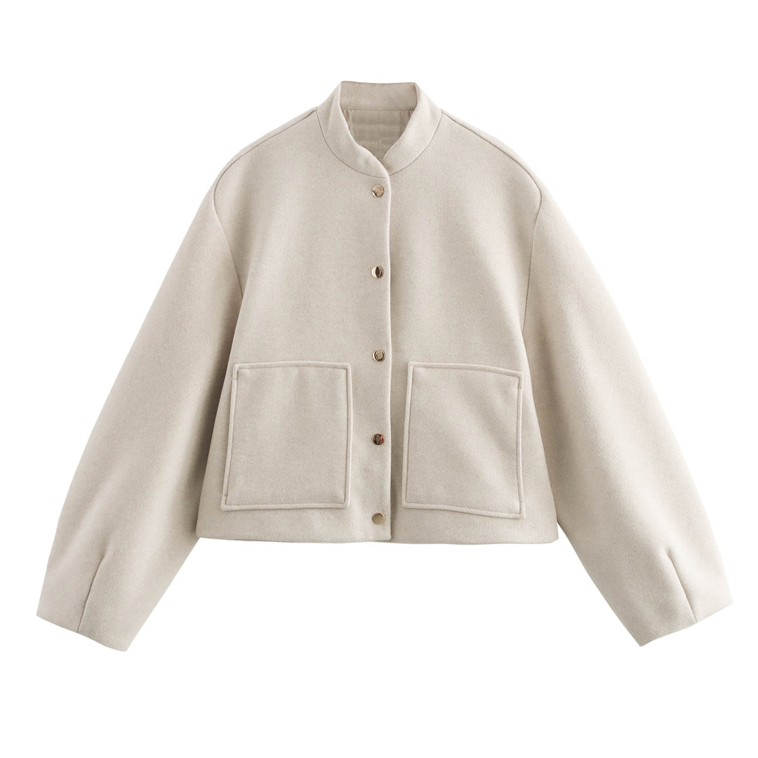 Damen modische kurz geschnittene Jacke mit praktischen Taschen EB